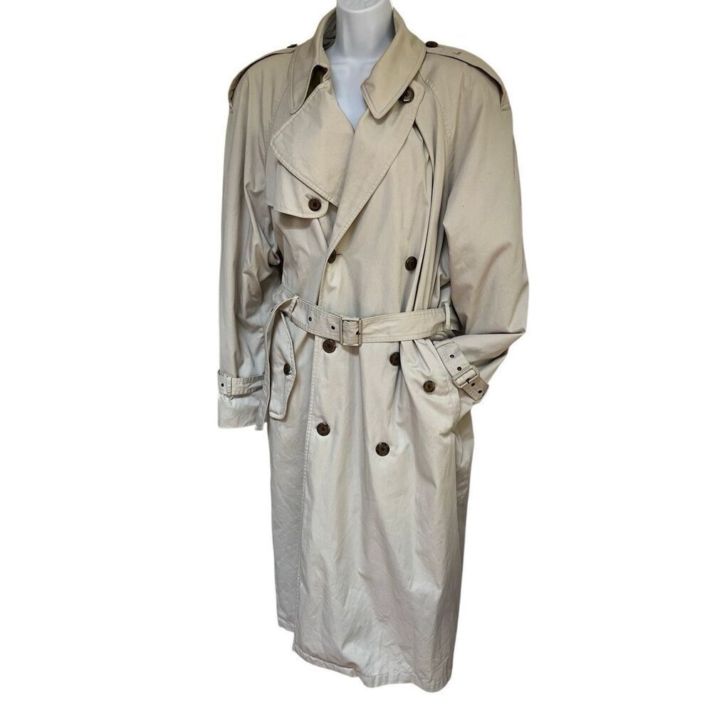 Vintage Yves Saint Laurent Pour Homme Tan Double Breast Lined Trench Coat 40/50